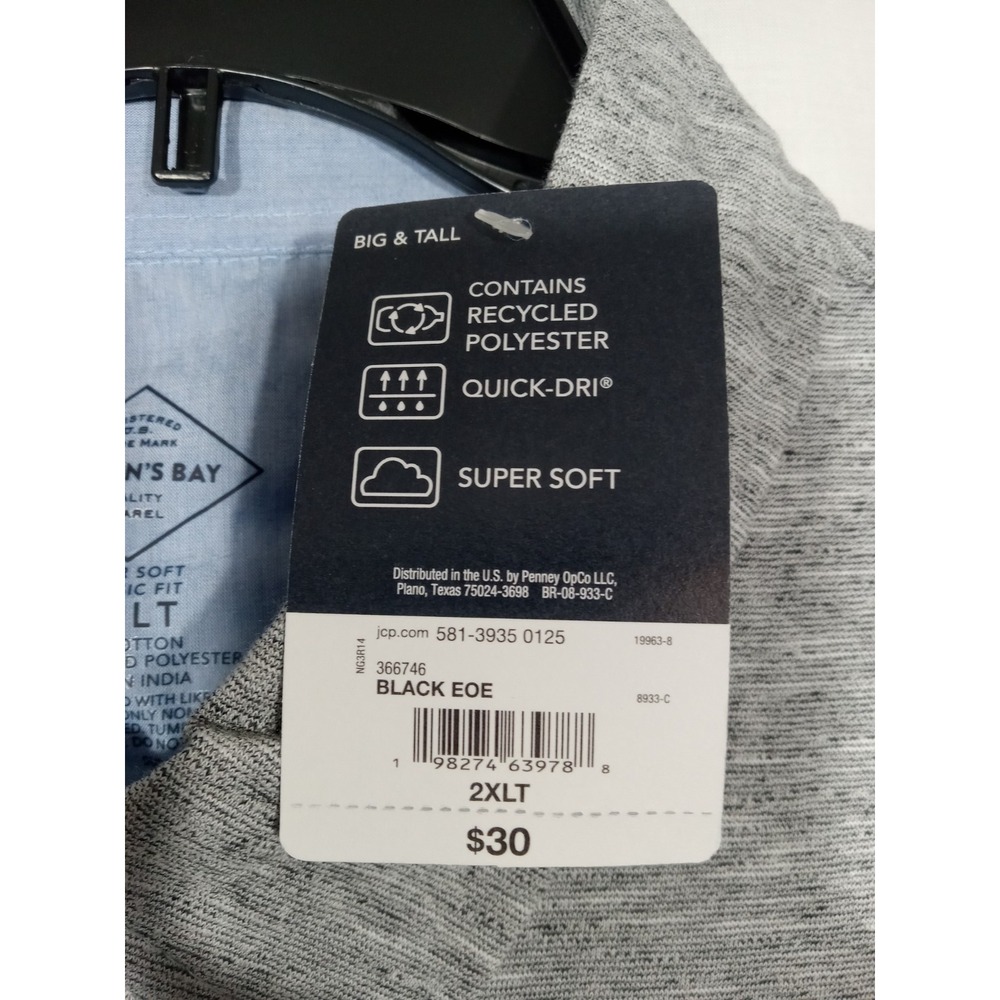 St Johns Bay Polo Men's 2XLT Supersoft Quick-dri Gray - Picture 5 of 7